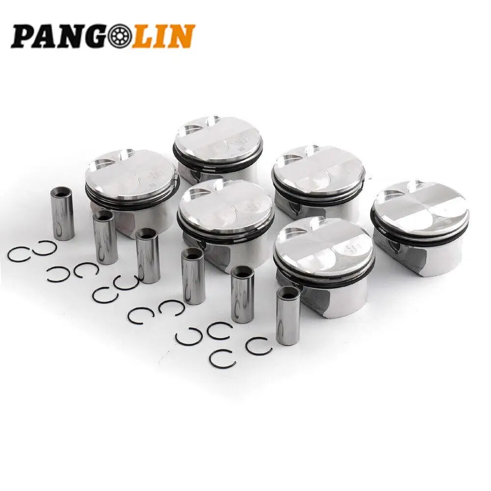 6PCS Pistons & Rings Set 10.7:1 For BMW E90 E60 E83 128i 328i 528i X1 N52 3.0L 11257558528 11257536373 11257561848 11257547838