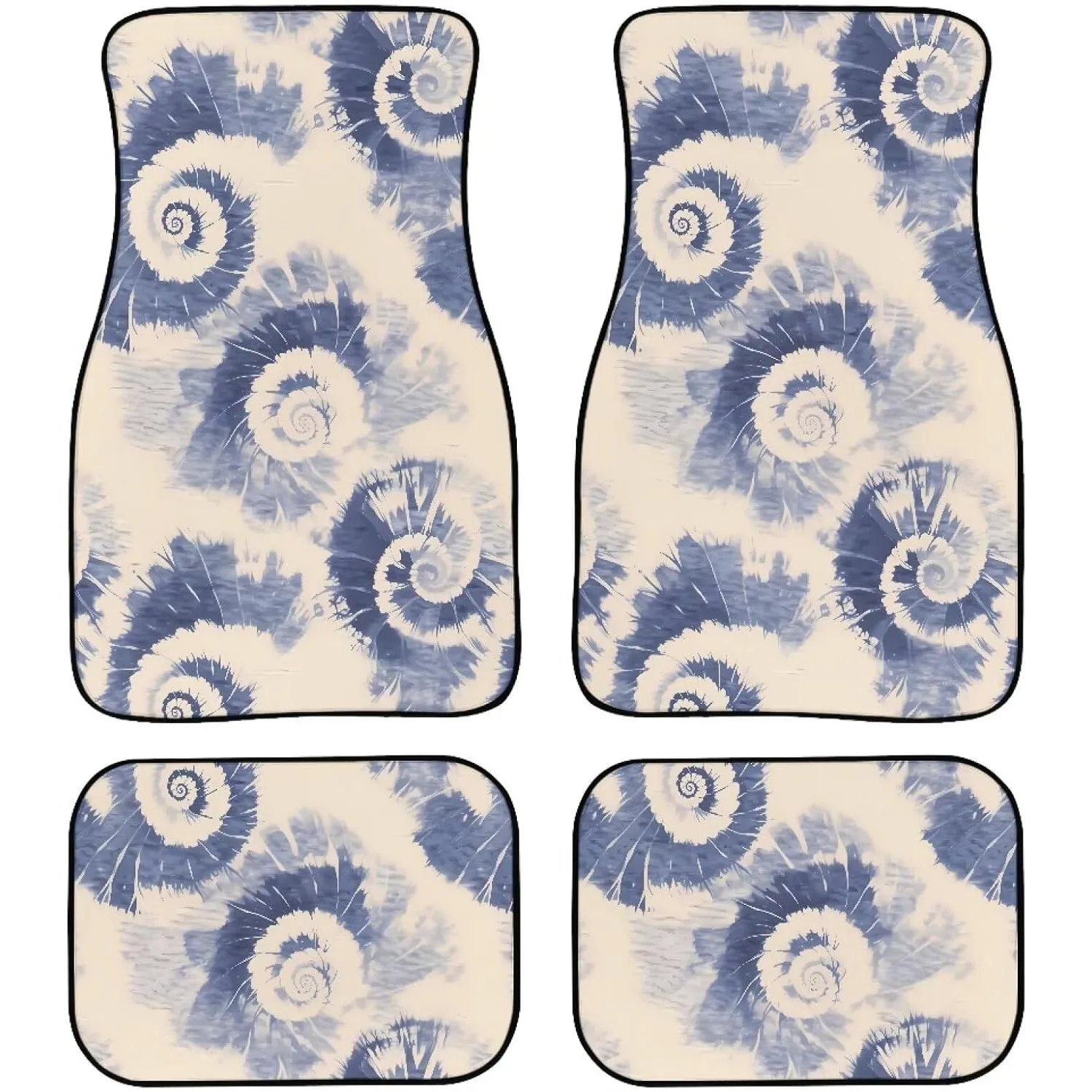 Spiral Tie-Dye Car Floor Mats, 4pcs Set For Vehicle Protection - Includes Driver'S Seat, Abstract Watercolor Design For Passenge
