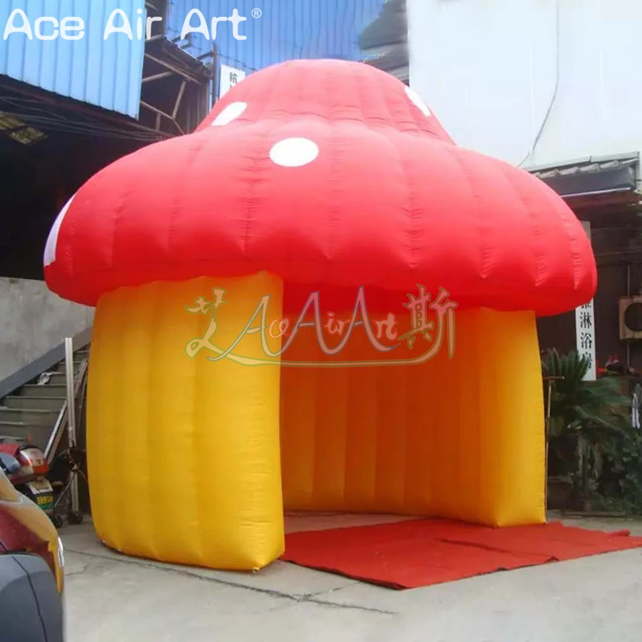 Lovely Red and Yellow Inflatable Mushroom Tent/House with An Entrance for Exhibition or Shade