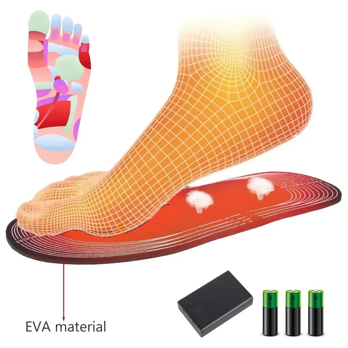 USB Heating Insole 3.7V or 4.5V with Battery Box Lithium Battery Heating Insole Winter Outdoor Sports Warming Thermal Insoles