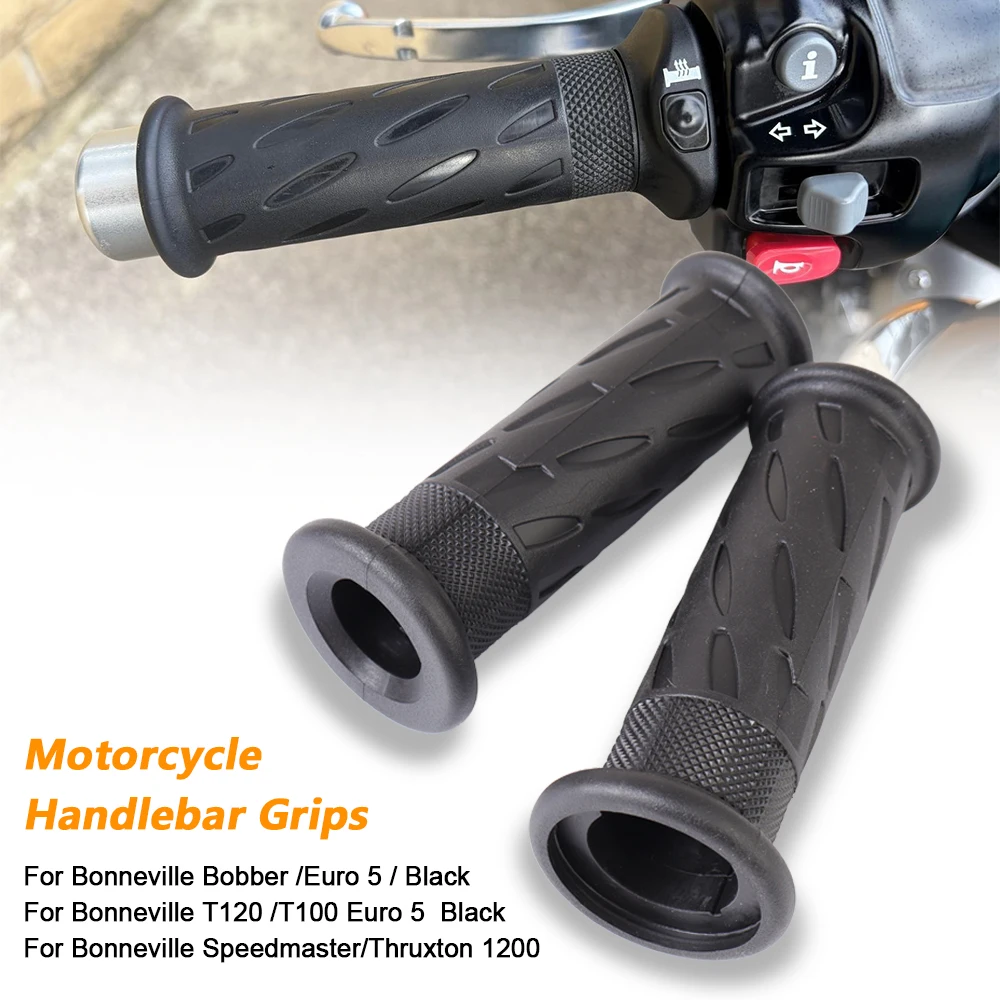 Motorcycle Handle Grip 25mm Rubber Sleeve Handlebar Cover Set For Triumph Bonneville Bobber T120 T100 Black Euro 5 Speedmaster