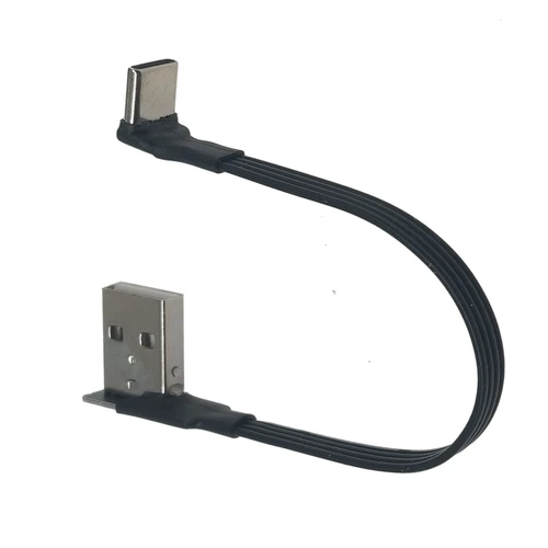 Imagen 2 del producto 1M 2M 3M 5CM USB-C tipo C macho arriba abajo en ángulo de 90 grados a USB 2,0 Cable de datos macho Cable plano USB tipo c 0,1 m/0,2 m/0,5 m