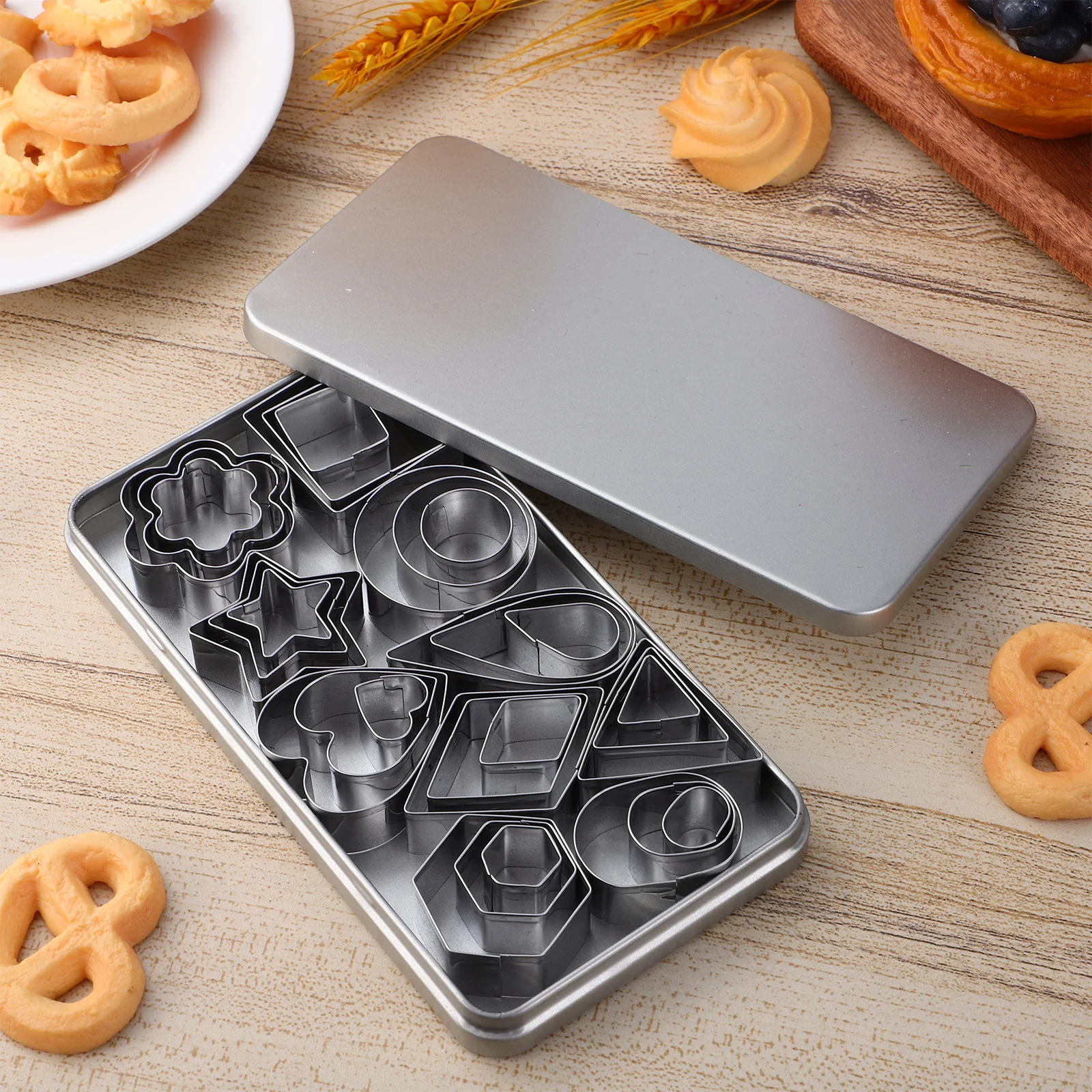 

1 Set Baking Tools Kit Stainless Steel Cookie Cutters Variety Pack For Diy Pastry Biscuit Molds Flowers Stars Rectangle Birthday