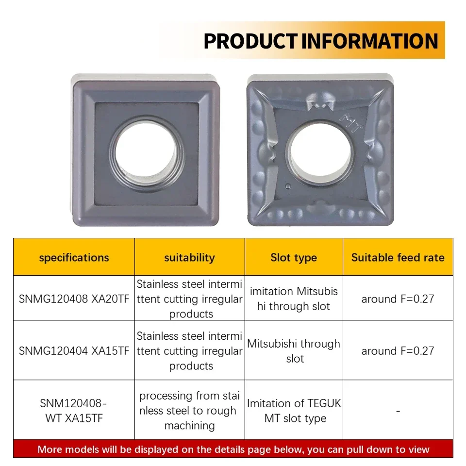 ExactBit SNMG120404 XA15TF SNMG120408 XA20TF High-Quality Carbide Cutting Insert CNC Lathe Turning Insert Cutting Tool