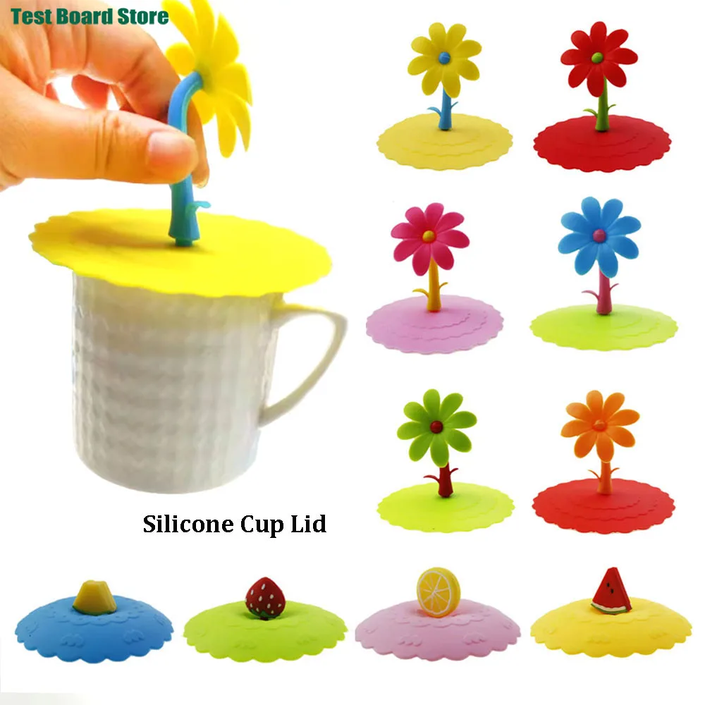 Cartoon Cute Silicone Cup Cover Heat-resistant Leak Proof Sealed Lids Cap Dustproof Cup Cover Suction Cup Cover Tea Lid 10cm