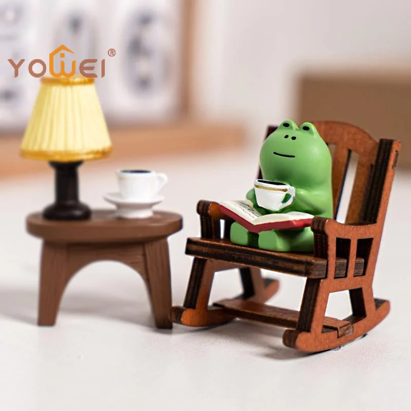 Latest Japanese Resin Accessories Cute Mini Frog Rocking Chair For Room Office Car And Desktop Decoration