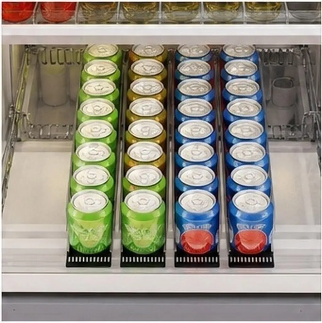 3Pcs Beverage Display Rack Refrigerator Shelf Pusher System Automatic Feed Can Organizer for Fridge Pantry Bar