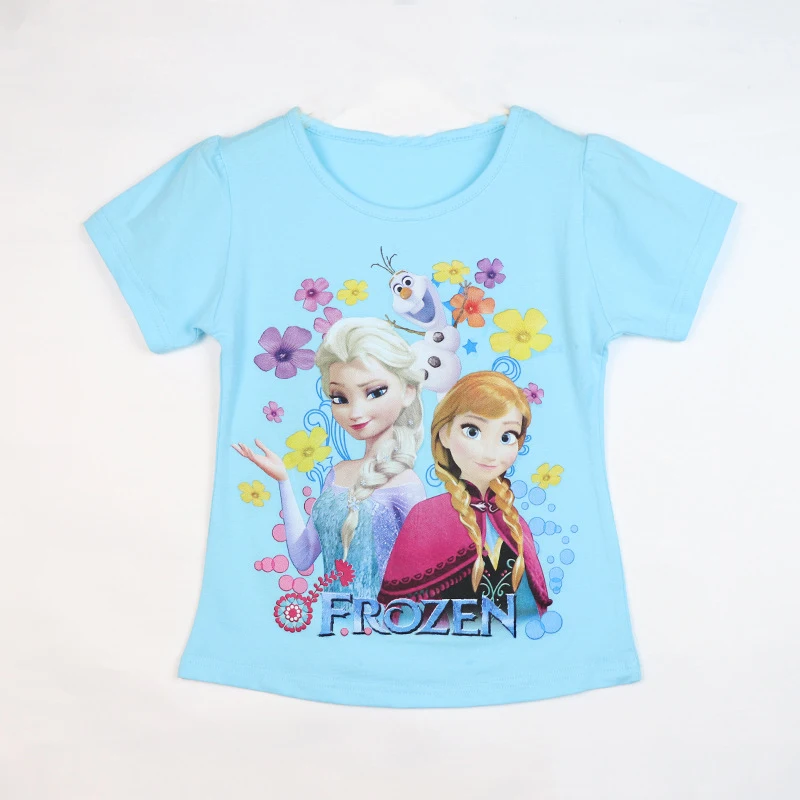 Halloween New Girls Sequin T Shirt Frozen Elsa pattern-changing Anna Sequined Girls Tops Tees Summer Kids Clothes