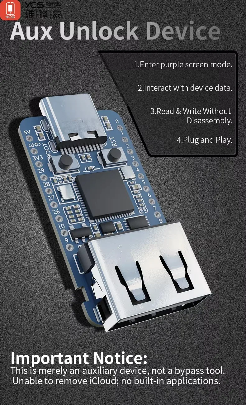YCS-A12/A13 Chip Engineering Mode Device / USB Purple Screen Module For XR XS XS Max 11 11P 11PM iPad 9 and SE 2020