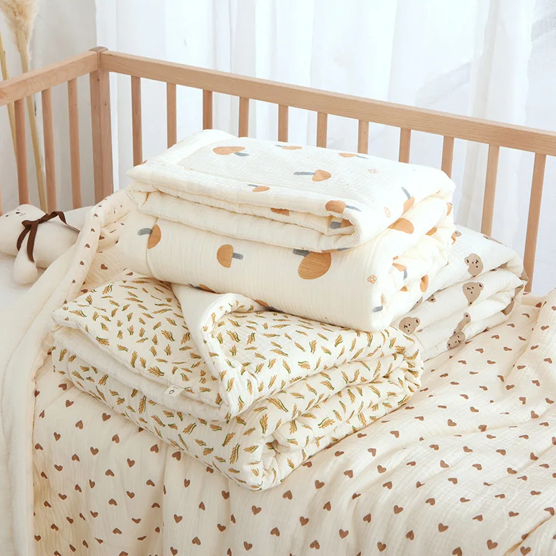 

Winter Quilt for Baby Crib Soft Infant Bedding Muslin Baby Comforter Thick Blanket Kindergarten Children's Bed Quilts 110X130cm