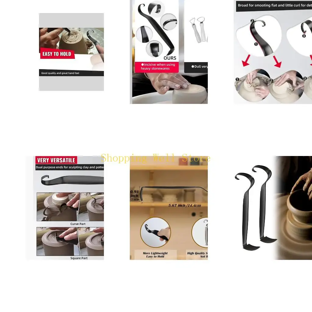 

KX4B Double Ended Earthenware Trimming Equipment 2 Pack Permanent Untarnished Crafting Materials for Clay and Candlewax Art