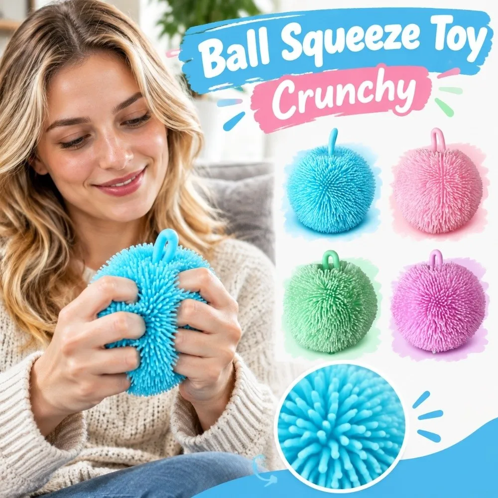 Creative Ball Squeeze Toy Anxiety Relief Crunch Sound Hair Ball Squishy Toy Comfortable Funny Crispy Handmade Ball