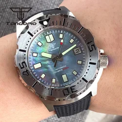 Tandorio NH35A 42mm Monster 20Bar Dive Automatic Watch for Men Luminous MOP Dial AR Sapphire Glass 3.8 Screw Crown Date Rubber