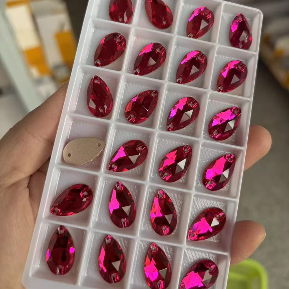 PUBRILEX Fuchsia Strasssteine zum Aufnähen, Glas, flache Rückseite, DIY-Nähzubehör, Kristallsteine zum Nähen für Taschen- und Kleidungsdekoration – Detail 6