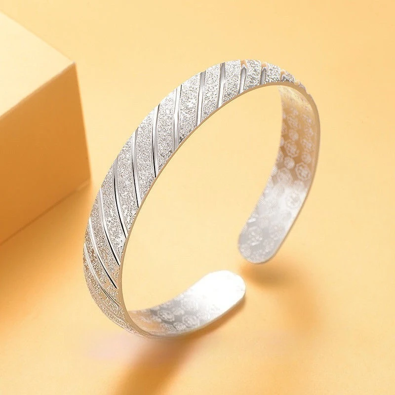 925 Sterling Silver Bracelet For Women men Fashion Wedding Party Cute Lady Handmade weaving Jewelry adjustable Grinding sand