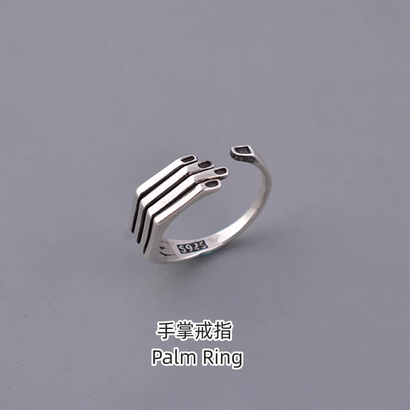 New in 925 Sterling Silver Palm Rings For Women Vintage Luxury Jewelry Accessories Wholesale  Everything Jewellery