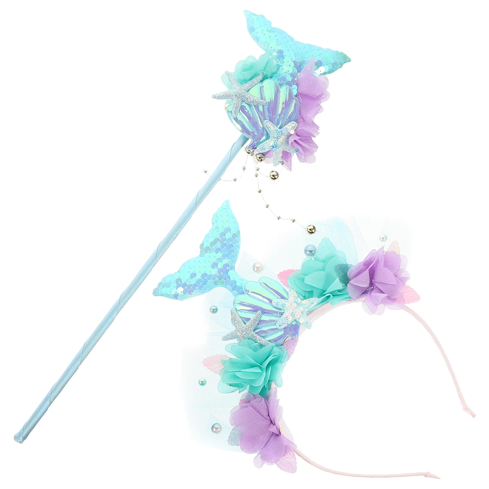 

Mermaid Headband Set Sequin Crown Hairband Fairy Props Girls Birthday Cosplay Costume Accessories Reusable