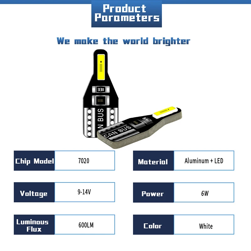 10 stuks T10 W5W LED auto-interieur lamp licht voor Avensis Mokka Focus 2 3 Fiesta 12V