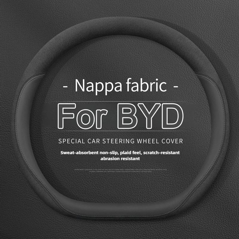 

38cm Suede Leather Car Steering Wheel Cover Wear-Resistant For BYD Song plus king DM-i Song Pro DM-i Sealion 7 Sea Lion 07 EV