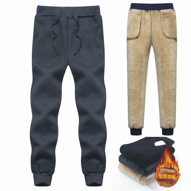 

Windproof cashmere Pants Men Lamb wool Joggers Men's Winter Pants Male Stretch Warm Sweatpants Thermal Thick Fleece Trousers Men
