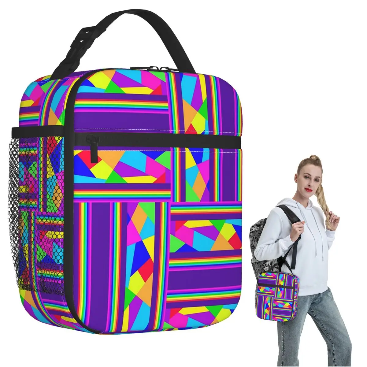 

Carnival Shards Mosaics Mardi Gras Masquerade Insulated Lunch Bag for Women Children Leakproof Food Boxes Thermal Lunch Box Tote
