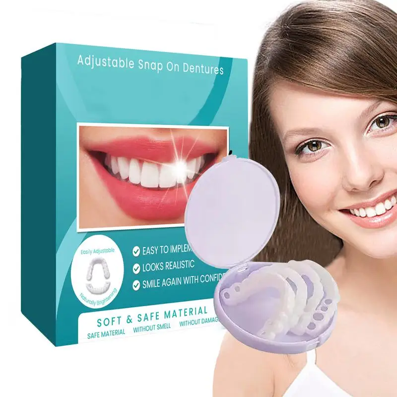 Fake Teeth Set Natural Cosmetic Denture Snap In Teeth For Universal Veneers Adjustable Temporary Front Teeth general Fake Veneer