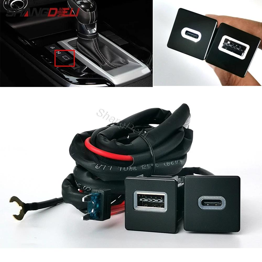 

Модифицированная автомобильная розетка для зарядки QC3.0 USB PD Type C, порт вокруг ручки переключения передач, быстрое зарядное устройство для ISUZU D-MAX 2021 2022 2023