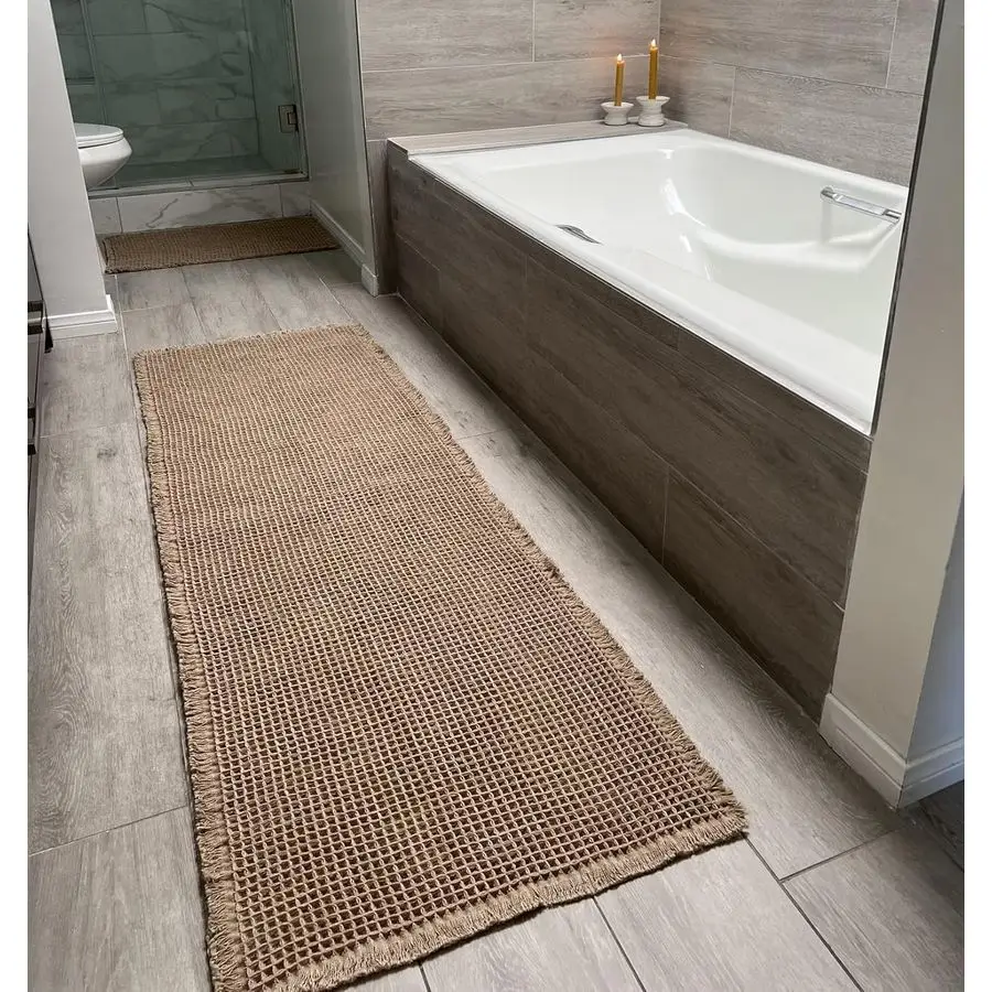 

Коврик для ванной, супервпитывающий, нескользящий, для пола в ванной комнате, моющийся в машине, с бахромой, на резиновой основе