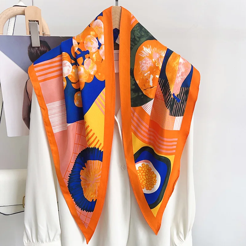 Women Abstract Geometric Print Triangle Scarf Summer Shawl Beach Waist Decor Versatile Headband Neck Scarf