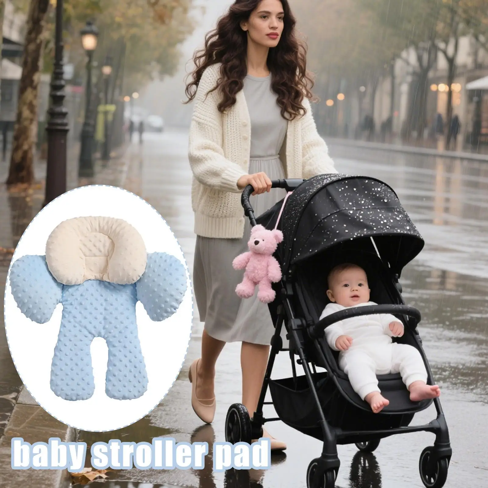 

Baby Car Seat Cushion Skin-Friendly Toddler Carseat Insert Car Seat Head Support For Baby Girls For Stroller Swing Bouncer
