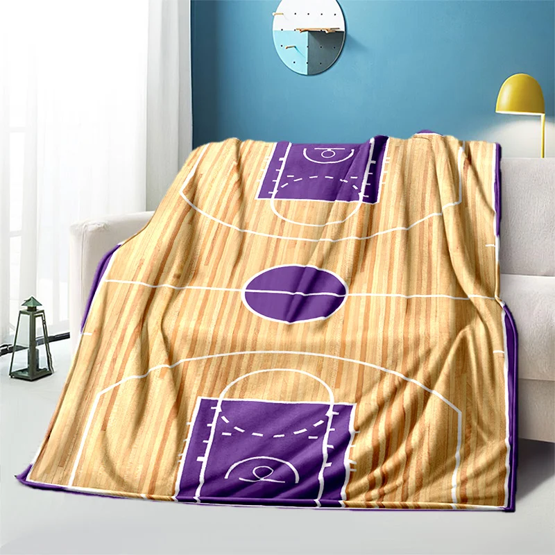

1pc Cozy Basketball Court On The Beach Print Blanket - Lightweight Flannel Throw Blanket For Sofa, Bed, Living Room, Office