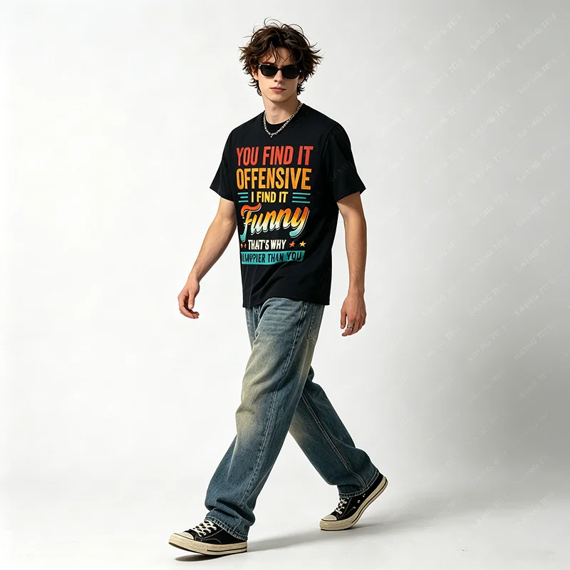 Du findest es beleidigend, ich finde es lustig, sarkastisches Humor-Zitat-T-Shirt, Y2k-Buchstaben, bedruckt, Streetwear, personalisiertes Spruch-T-Shirt, Geschenk – Detail 4