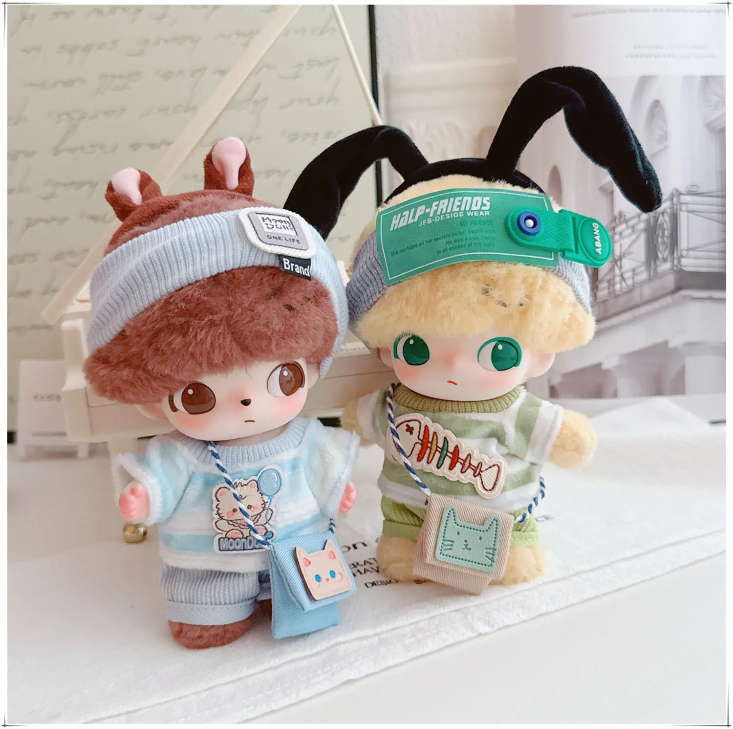 

10-17 см милый мультяшный мини-кукла-идол, одежда Kawaii, яркий цвет, комплект с кроликом и животными, плюшевая кукла, одежда, аксессуары, игрушки, подарки