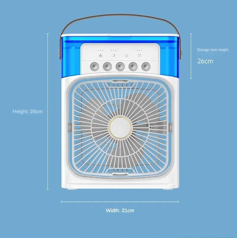 Ventilador humidificador portátil, aire acondicionado pequeño para el hogar, refrigeración por hidrorefrigeración, ajuste de aire portátil para oficina, ventilador de 3 velocidades