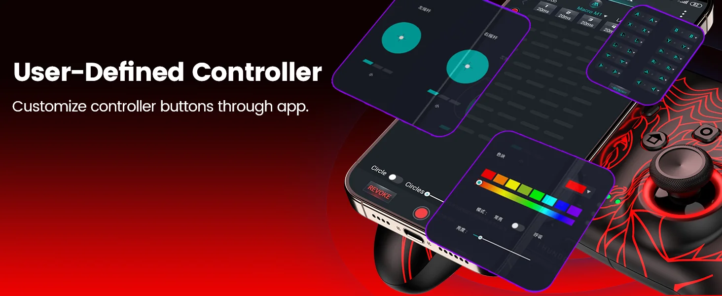 Dinofire Wireless Bluetooth RGB Controller for Nintendo Switch/Switch OLED/Lite Mobile Wired PC Gamepad Multi-Function Joystick