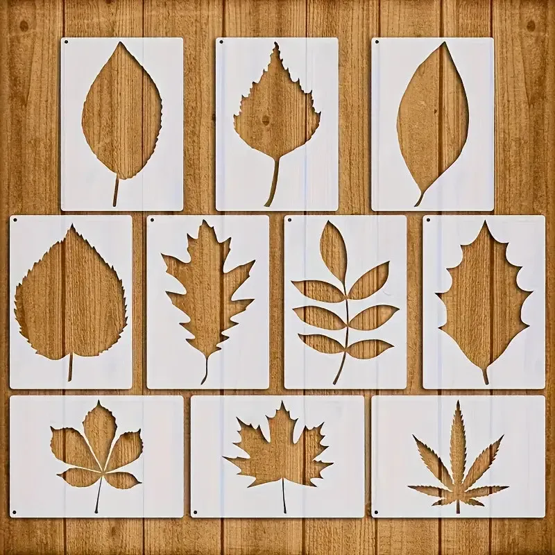 10PCS Tree Leaves Maple DIY Craft Layering Stencils Wall Graffiti Painting Scrapbooking Stamping Embossing Album Card Template