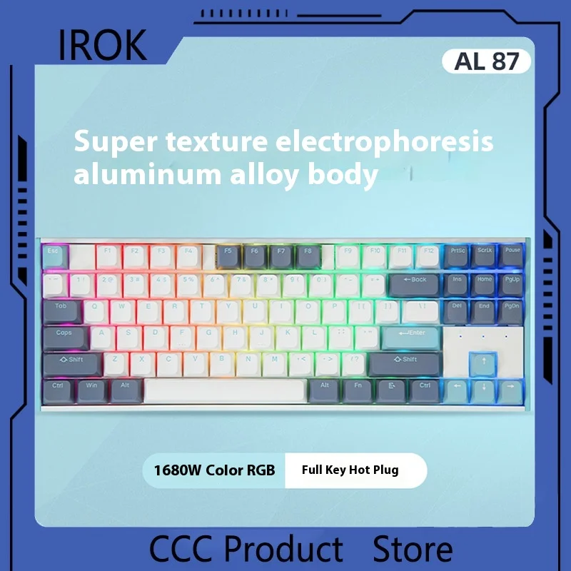 IROK Al87pro Mechanical Keyboard  Wireless Rgb Hot Plug Aluminum Alloy Electrophoresis Red Axis Tea Axis Kit Office Gaming Gifts