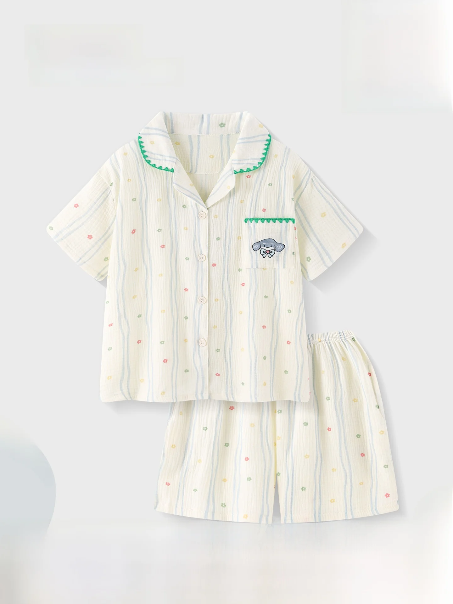 makakid-sweet-cartoon-pure-cotton-baby-gown-women's-loose-summer-home-clothes-set-short-sleeve-short-pants-outwear-suitable