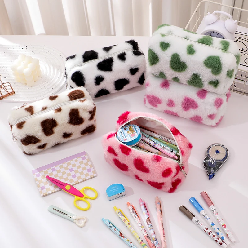 Heart Printed Cute Small Lipstick Cosmetic Bag Travel Makeup Organizer Toiletry Storage Bag Pouch Card Holder Purse Bags