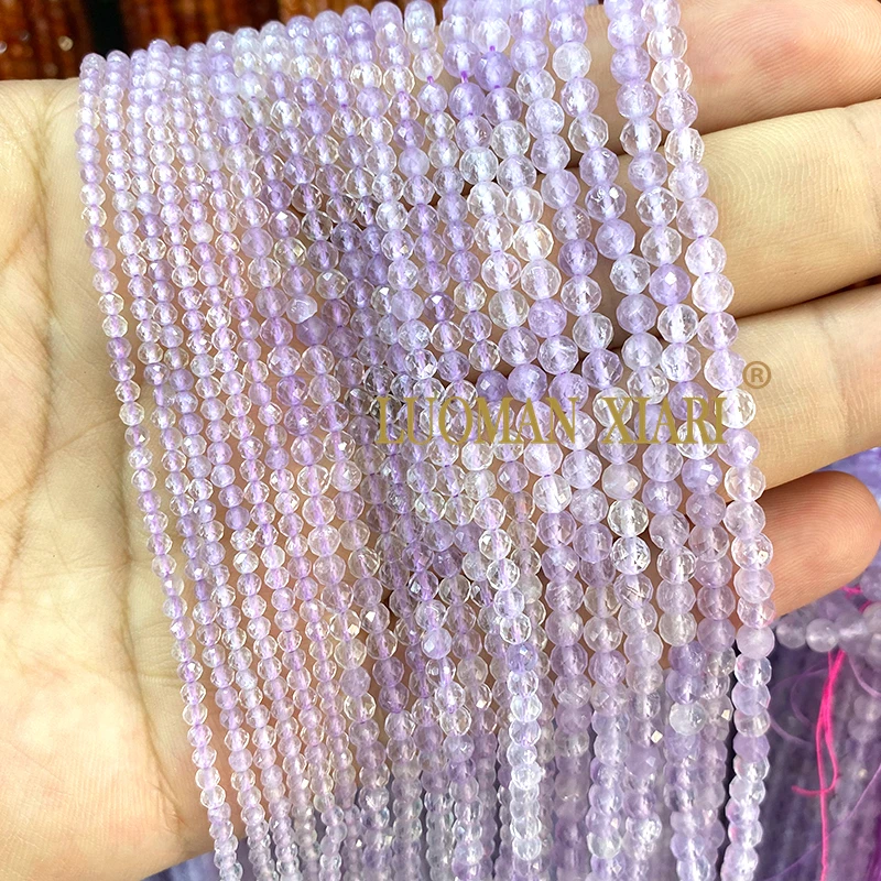 2 3 4MM Natural Stone Faceted Ruby Sapphire Topaz Malachite Amethyst Round Spacer Beads for Jewelry Making Diy Bracelet Charms