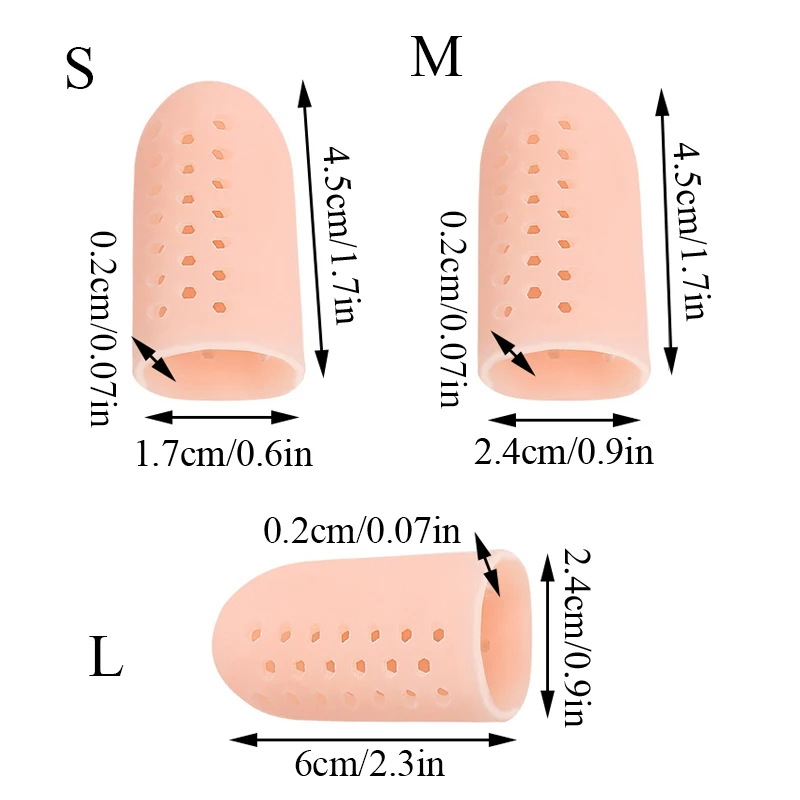 2pcs Silicone Toe Protector Three Sizes Preventing Blisters Anti-Friction Toe Cap Finger Protector Multi-use Foot Care Tool