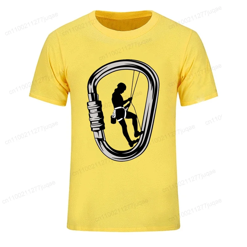 Man T Shirt Fashion Brand Clothing Loose T Shirts Rock Climbing Carabiner Minimalist Design T-Shirt Short Sleeve Shirt Tops