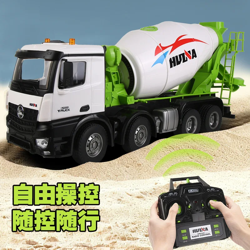 Huina Remote Control Cement Mixer Truck 537 1 14 Scale 12 Channel Alloy With Led Lights Rubber Tires Engineering Vehicle