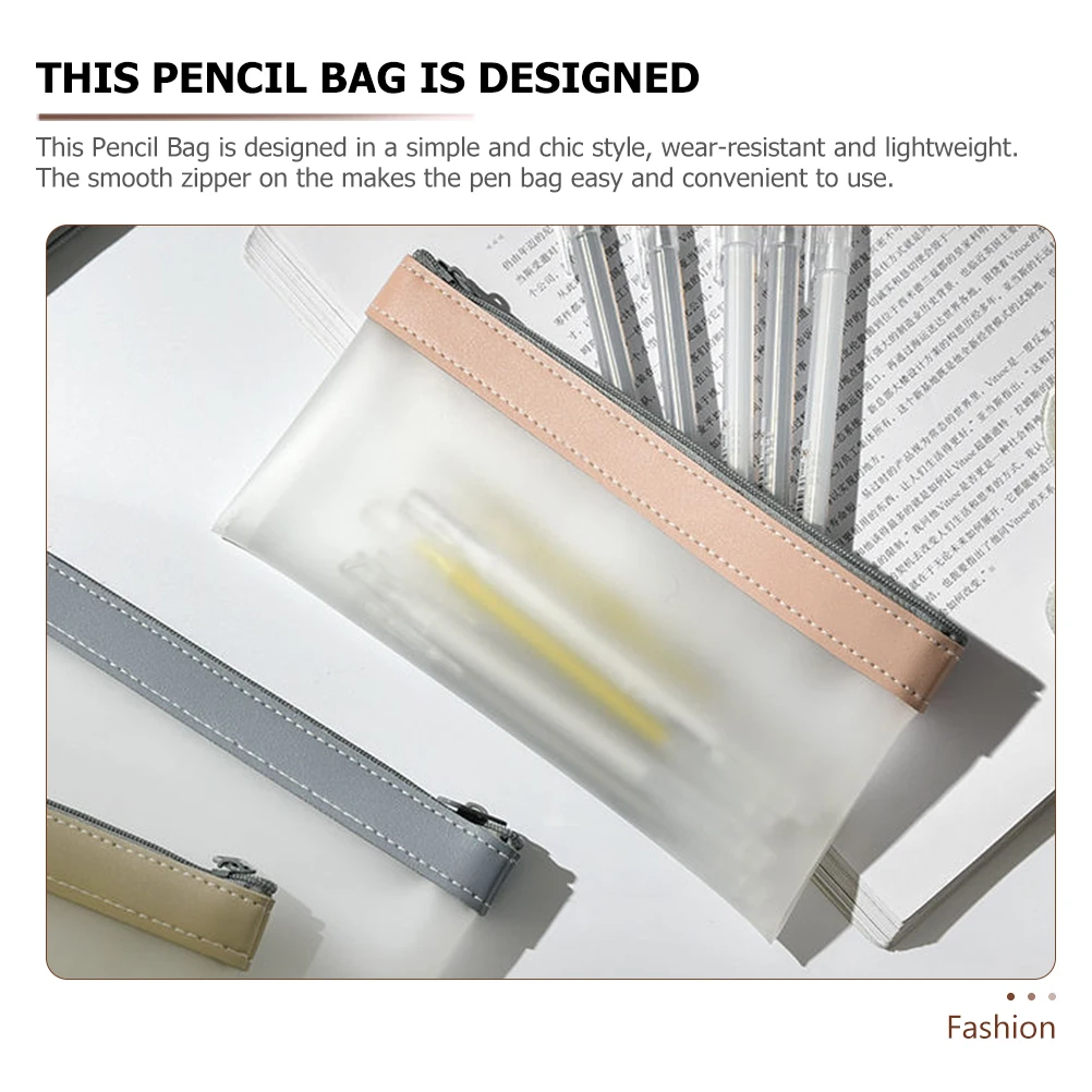 

Transparent Pencil Case Practical Stationery Bag Zipper Design High Capacity Large Storage Clear Pen Bag TPU Portable Pouch