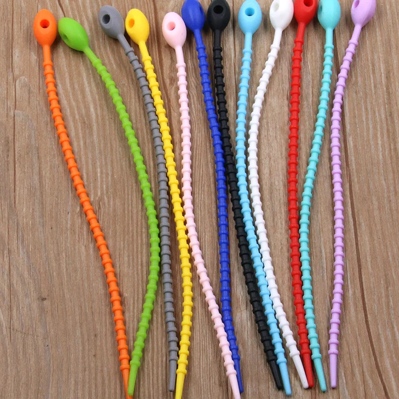 VVOCCi10Pcs Color Silicone Reusable Bag Ties Twist Wire Fasten Cable Zip Tie Headset Data Line Universal Magic
