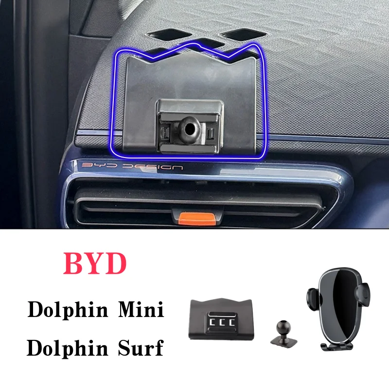 Geschikt voor 2023-2026 Byd Dolphin Surf auto-mobiele-telefoonhouder, vaste navigatiehouder, Dolphin Surf versie accessoires, Byd Dolphin mini auto-mobiele-telefoonhouder voor linksgestuurde modellen.