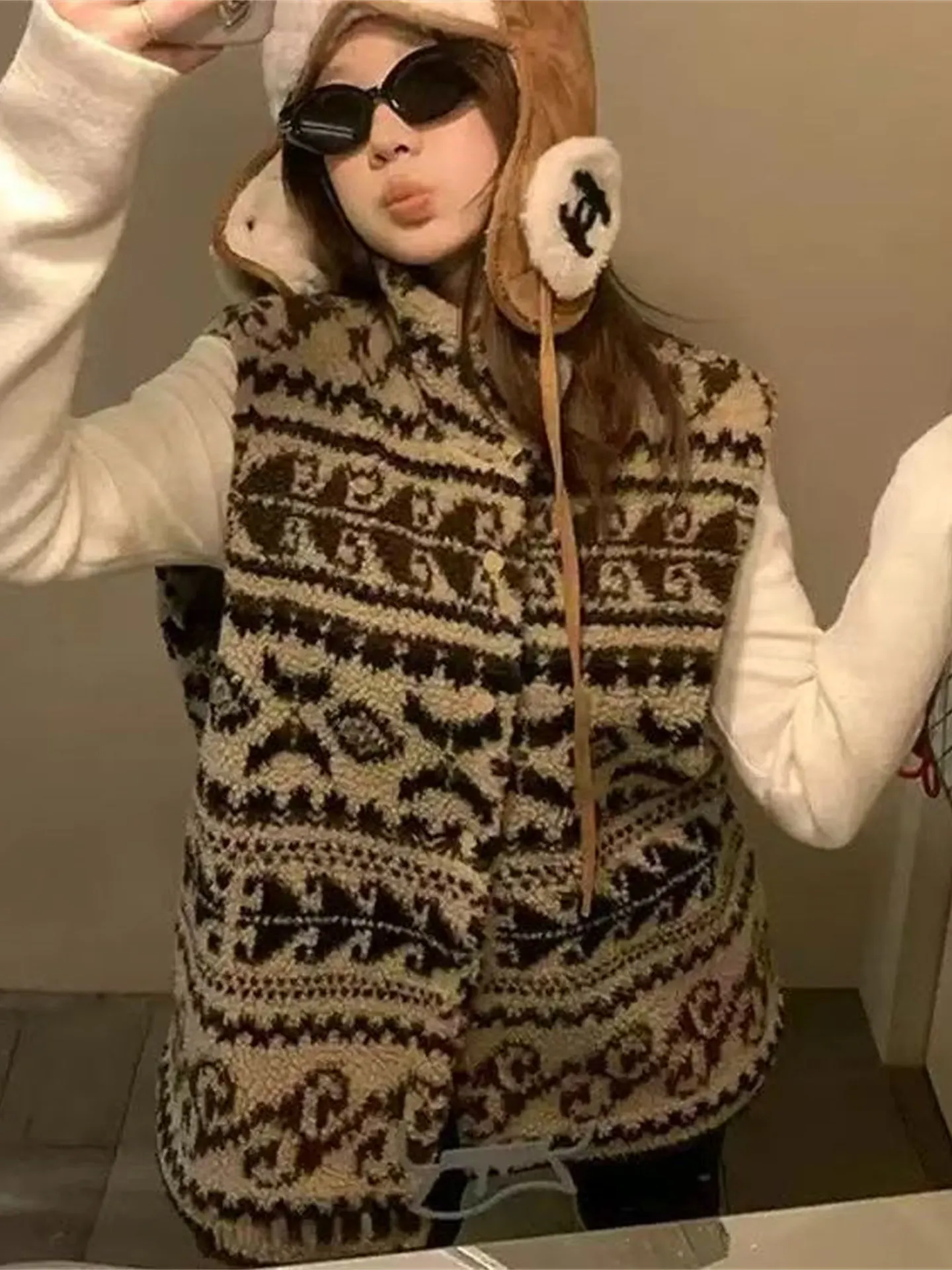 

Экологичный женский жилет из замши и овечьей шерсти 2025 года, новинка, в корейском стиле, с воротником-стойкой, юбка А-силуэта с завышенной талией