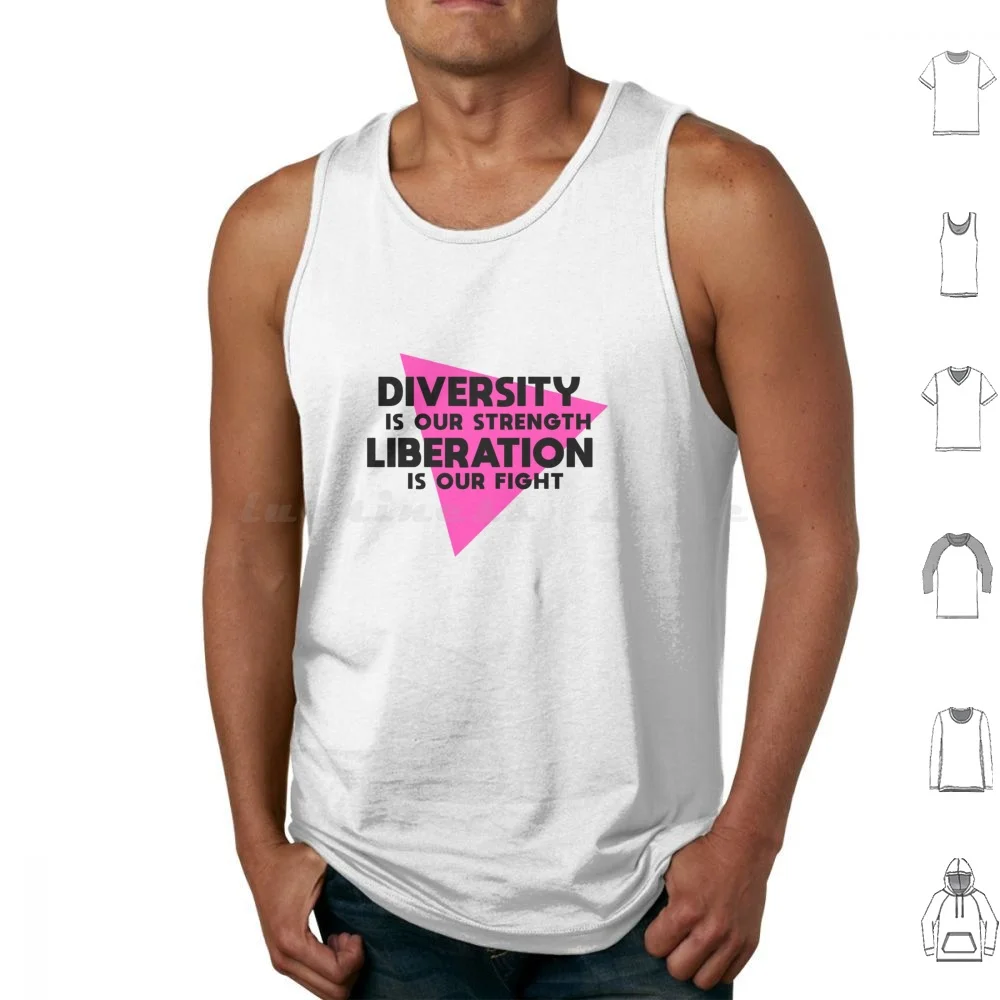 Diversity Is Our Strength Liberation Is Our Fight Tank Tops Vest Sleeveless Queer Trans Transsexual Bi Bisexual Pride Pink