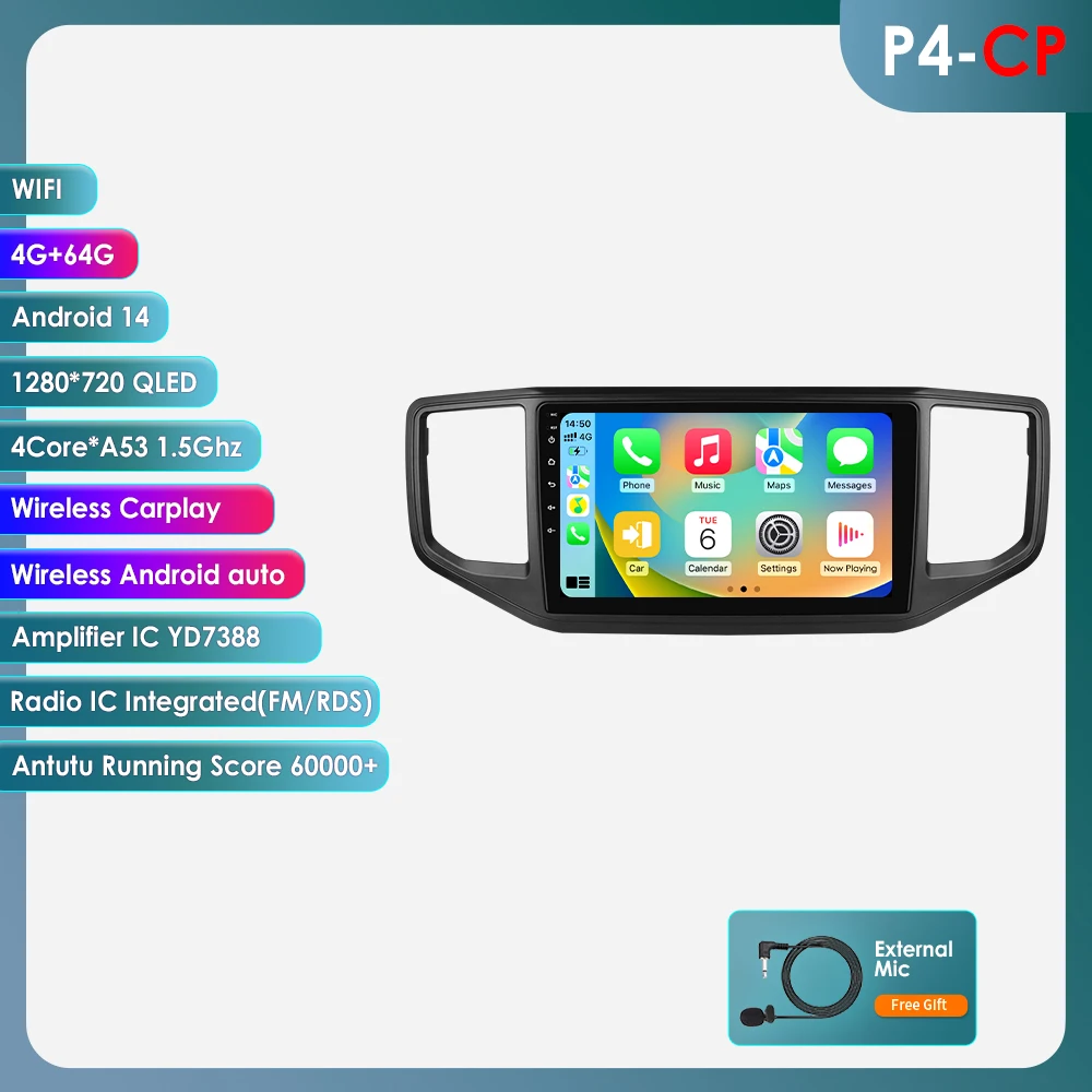 Hizpo 9 inch Android 15 Videospeler voor Volkswagen VW Amarok 1 2016 - 2020 Multimedia Head Unit Auto GPS Autoradio Navigatie DVD BT GPS Navigatie SWC Bluetooth FM RDS DSP IPS Scherm Intelligente