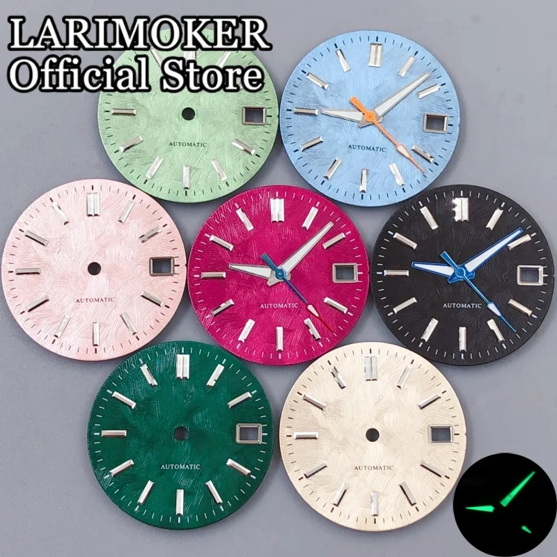 

LARIMOKER новый 29 мм высококачественный циферблат и указатели часов с календарем и зеленым светом, подходит для деталей часов с автоматическим механизмом NH35